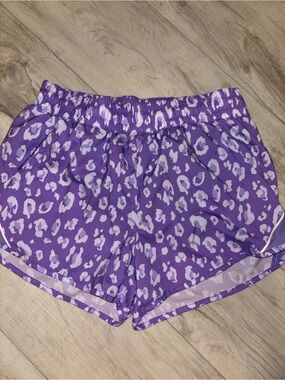 all in motion Purple and White Leopard Print shorts